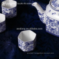 blue and white design chinese tea set with lid pot and cup